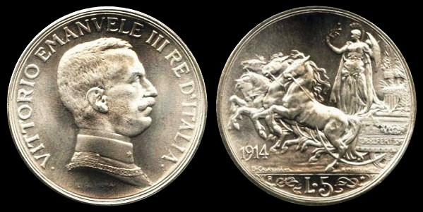 Italy 1914R 5 Lira